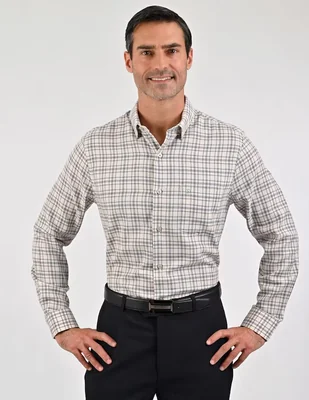 Camisa casual Sansabelt de algodón manga larga para hombre