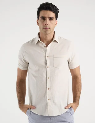 Camisa casual Jbe de algodón manga corta para hombre