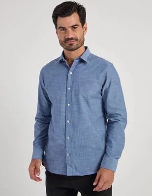 Camisa casual Izod de algodón manga larga para hombre