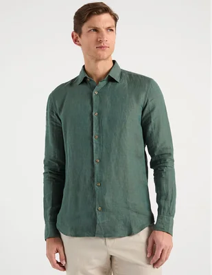 Camisa casual Scappino de lino manga larga para hombre