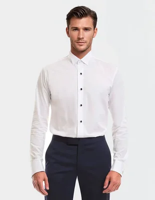 Camisa etiqueta Forti Black Tie de algodón manga larga para hombre