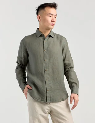 Camisa casual Scappino de lino manga larga para hombre