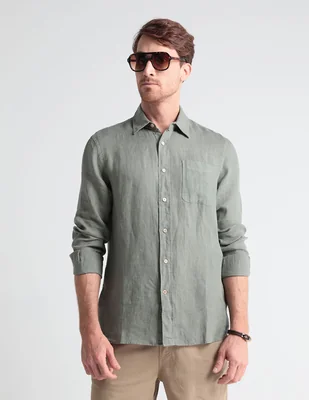 Camisa casual Faherty de algodón manga larga para hombre