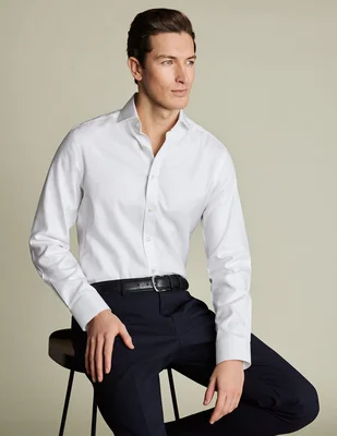 Camisa de vestir charles tyrwhitt de algodón manga larga para hombre
