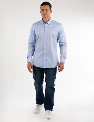 Camisa casual Oscar de la Renta de algodón manga larga para hombre