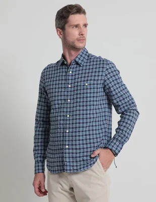 Camisa casual Faherty de algodón manga larga para hombre