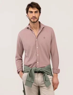 Camisa casual El Ganso de algodón manga larga para hombre