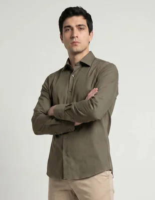 Camisa business casual Scappino manga larga para hombre