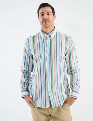 Camisa casual Oscar de la Renta de algodón manga larga para hombre