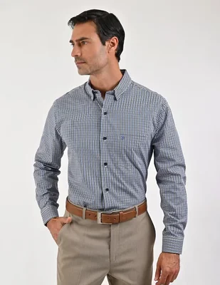 Camisa casual Sansabelt de algodón manga larga para hombre