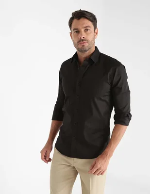 Camisa de vestir JBE de algodón manga larga para hombre