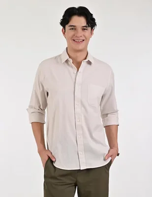 Camisa casual Supply de algodón manga larga para hombre