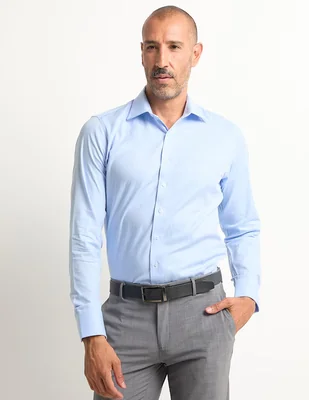 Camisa de vestir L.P.C. de algodón manga larga para hombre