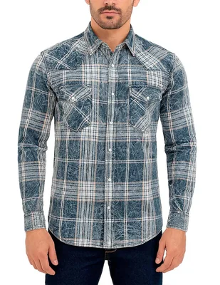 Camisa casual Cuadra manga larga para hombre