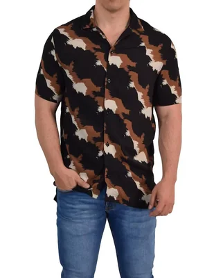 Camisa casual John Leopard de algodón manga corta para hombre
