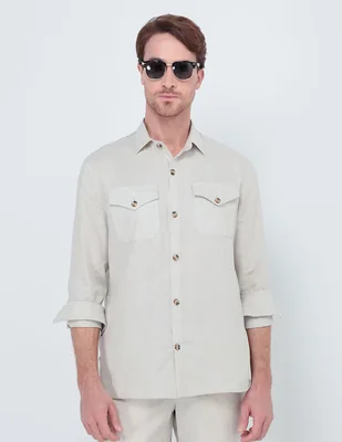 Camisa casual JBE de algodón manga larga para hombre