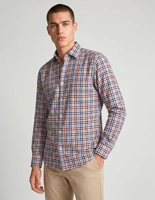 Camisa casual scappino algodón manga larga para hombre
