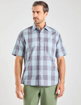 Camisa casual cavalatti de algodón manga corta para hombre