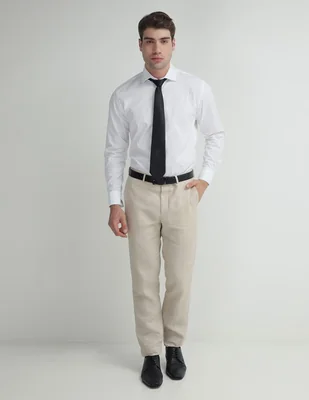 Camisa de vestir Puroego de algodón manga larga para hombre