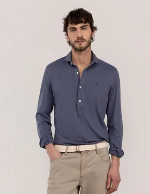 Camisa casual El Ganso de algodón manga larga para hombre