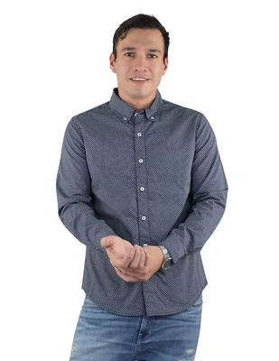 Camisa casual Breton de algodón manga larga para hombre