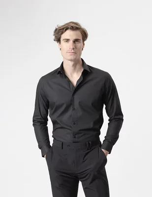 Camisa formal Puroego de algodón manga larga para hombre