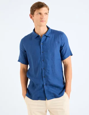 Camisa Scappino de lino manga corta para hombre