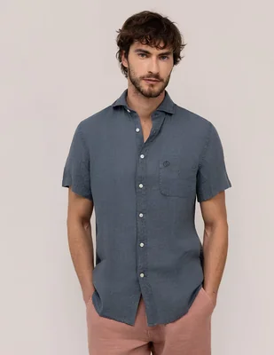 Camisa casual El Ganso de lino manga corta para hombre