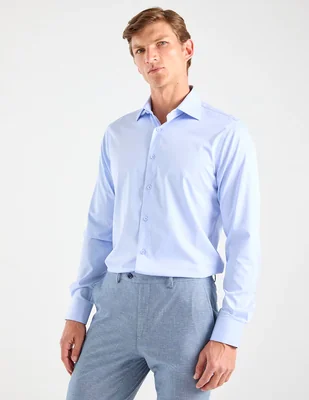 Camisa formal zanetti de algodón manga larga para hombre