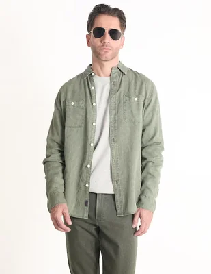 Camisa casual Faherty de algodón manga larga para hombre
