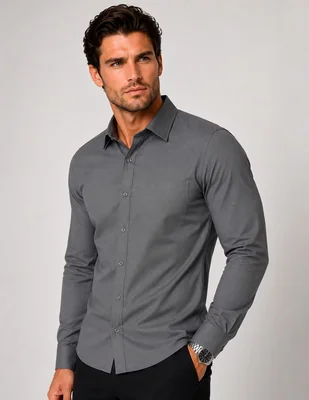 Camisa business casual manga larga para hombre