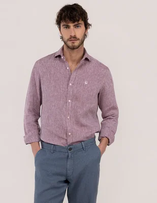 Camisa casual El Ganso de lino manga larga para hombre
