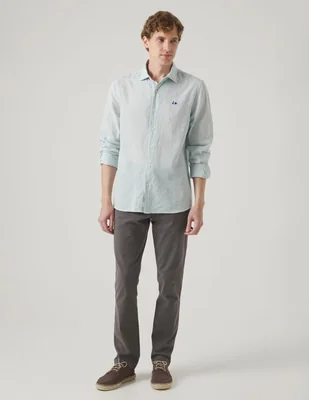 Camisa casual Scotta de lino manga larga para hombre