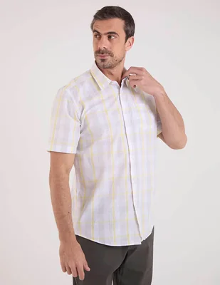 Camisa casual Oscar de la Renta de algodón manga corta para hombre