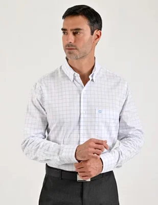 Camisa casual Sansabelt de algodón manga larga para hombre