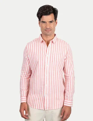 Camisa casual 98 Coast AV de algodón manga larga para hombre