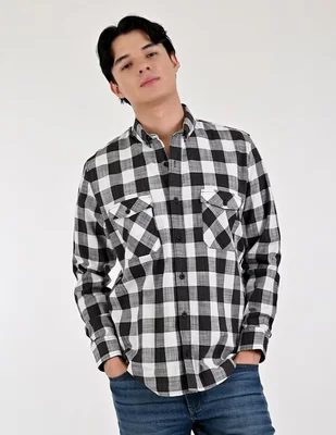 Camisa casual Supply de algodón manga larga para hombre