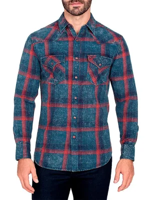 Camisa casual Cuadra manga larga para hombre