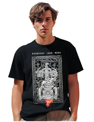 Playera Marëvnyk Pakal Rey Maya Escultura Ufo cuello redondo para hombre