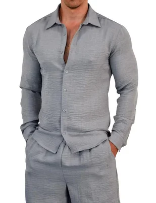 Camisa casual John Leopard manga larga para hombre