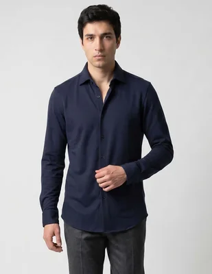 Camisa de vestir Zanetti de algodón manga larga para hombre
