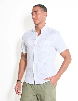 Camisa casual Faherty de algodón manga corta para hombre