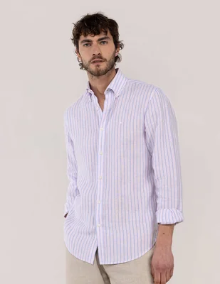 Camisa casual El Ganso de lino manga larga para hombre