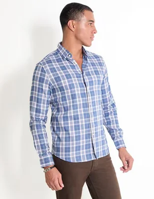 Camisa casual Faherty de algodón manga larga para hombre