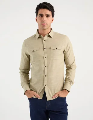 Camisa casual Jbe de algodón manga larga para hombre