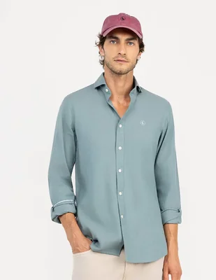 Camisa casual El Ganso de algodón manga larga para hombre