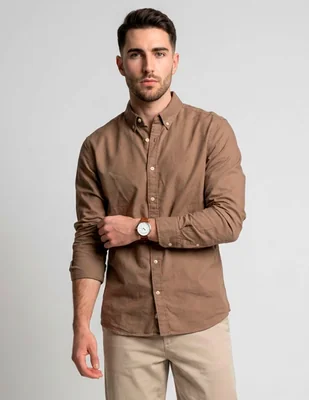 Camisa casual elemento uomo de algodón manga larga para hombre