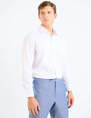 Camisa formal Zanetti de bambú manga larga para hombre
