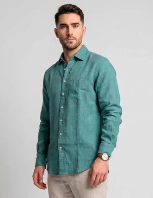 Camisa casual rodd & gunn manga larga para hombre