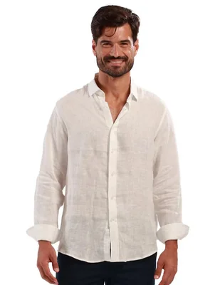 Camisa casual 98 Coast Av de lino manga larga para hombre